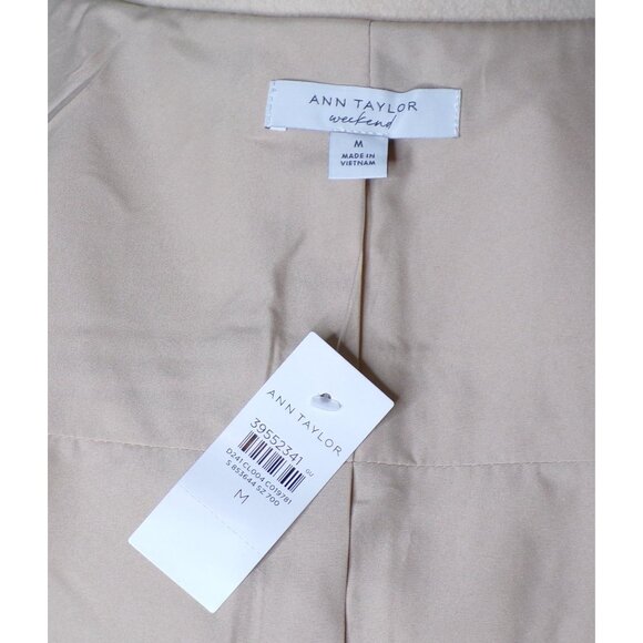 🆕ANN TAYLOR Fringe Bomber Jacket Wool Blend Lined Beige Medium - Picture 11 of 11